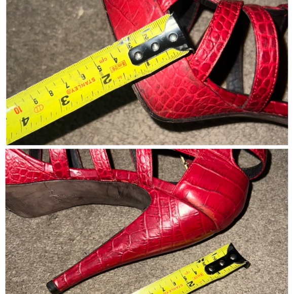 Elizabeth and James Red Manic Crocodile-effect Leather Sandals